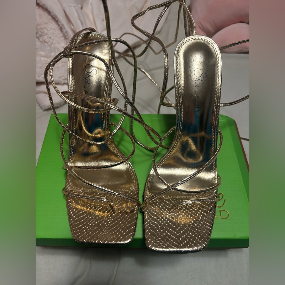 Gold Strappy Heels